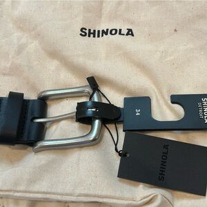 Shinola Black Leather Belt with Silver Buckle - NWT